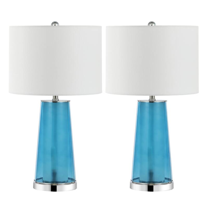 Celerie 26" Modern Minimalist Glass/Iron Nightlight LED Table Lamp, (Set of 2) by JONATHAN Y