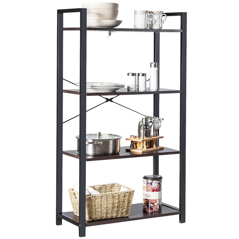 Costway 4-Tier Bookshelf Industrial Bookcase Diaplay Shelf Storage