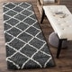preview thumbnail 71 of 135, SAFAVIEH Hudson Shag Estella Diamond Trellis 2-inch Thick Rug 2'3" x 14' Runner - Dark Grey/Ivory