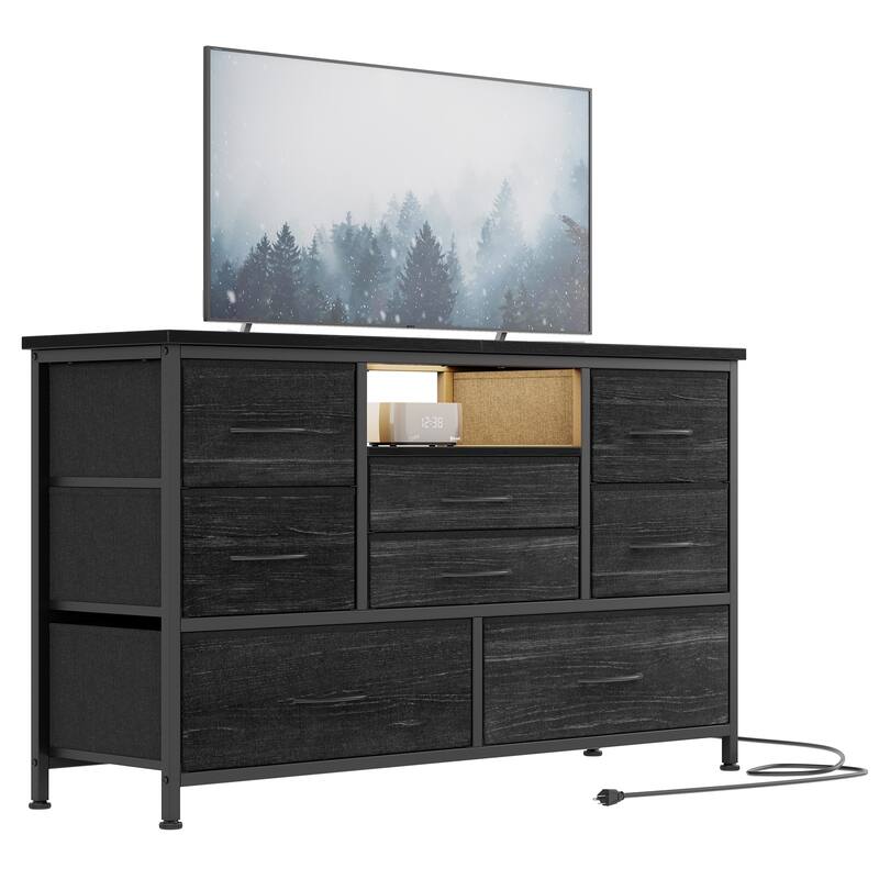 8 Drawers TV Stand with Power Outlet