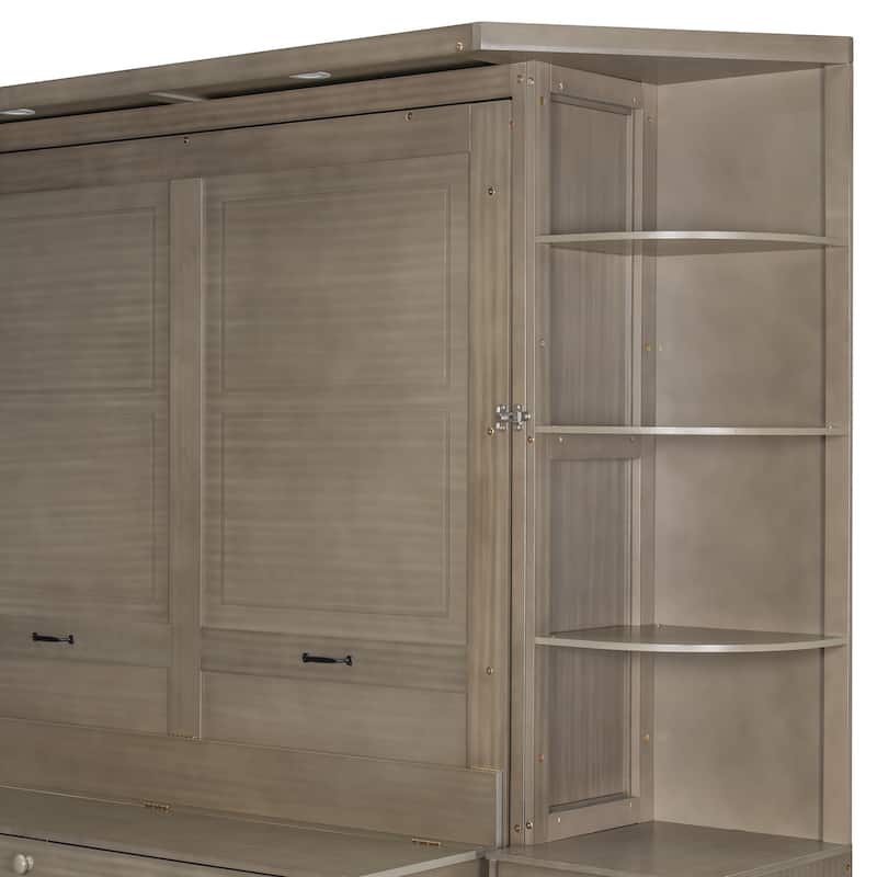 Queen Murphy Bed Wall Bed with Integrated Desk Cabinets Shelves