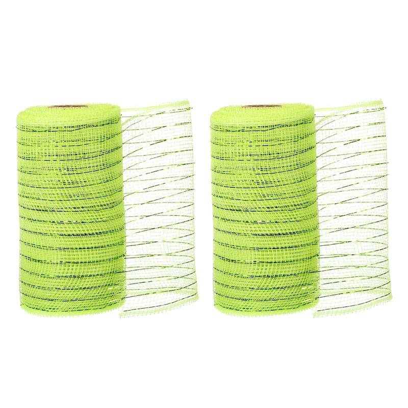 2pcs Decorative Mesh,5.9in x 10 Yd Mesh Ribbon Roll for Christmas Tree