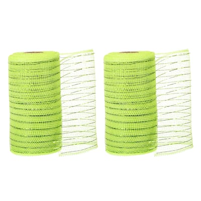 2pcs Decorative Mesh,5.9in x 10 Yd Mesh Ribbon Roll for Christmas Tree
