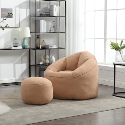 Bedding Bean Bag Sofa Chair with Padded Foam With Footrest