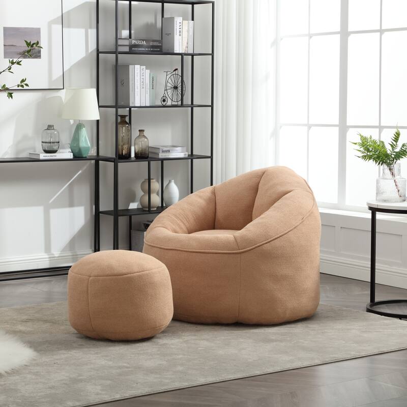 Roomfitters Bedding Bean Bag Sofa Chair - High Pressure Foam Bean Bag Chair for Adults with Padded Foam Padding and Footrest
