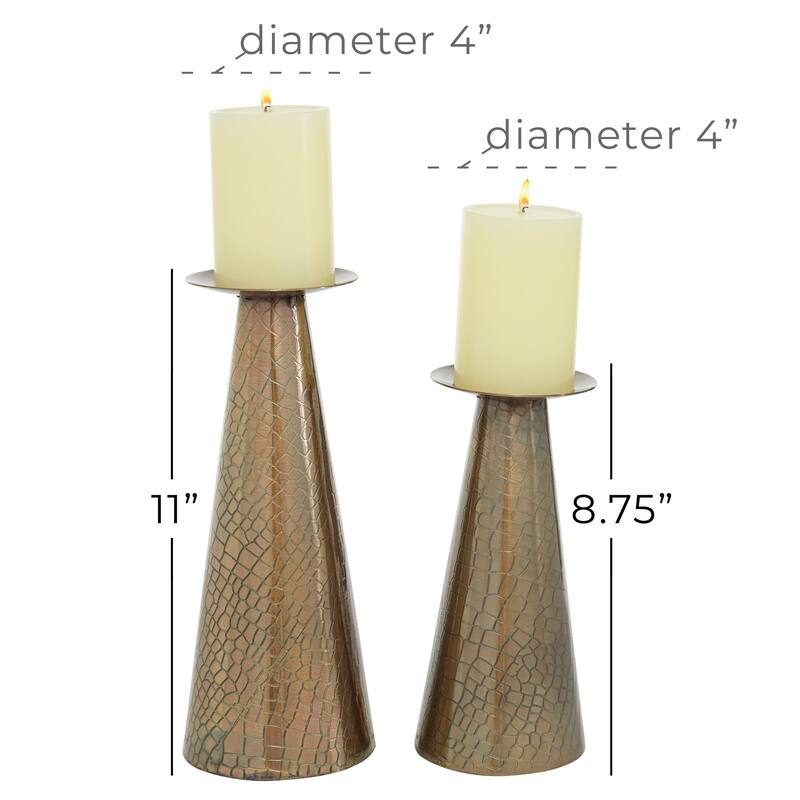 Stainless Steel Glam Candle Holder (Set of 2) - S/2 8.75", 11"H