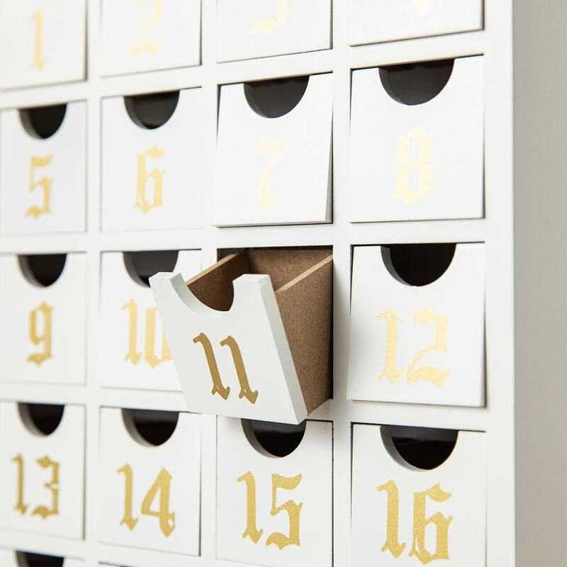 Glitzhome 17"L Lighted Wooden Nativity Advent Calendar for Adults & Kids Christmas Decoration - Nativity Advent Calendar