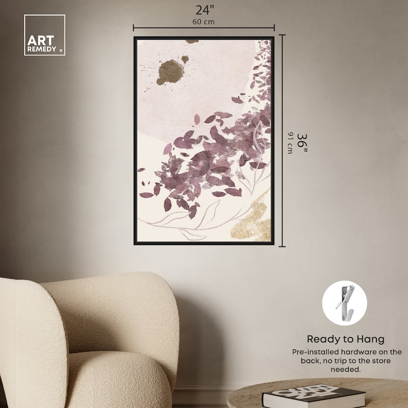 Art Remedy Golden Vineyards Framed Boho Abstract 1 Piece Canvas Wall Art