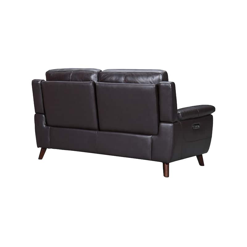 Lizette 65" Dove Grey or Brown Leather Power Recliner Loveseat with USB