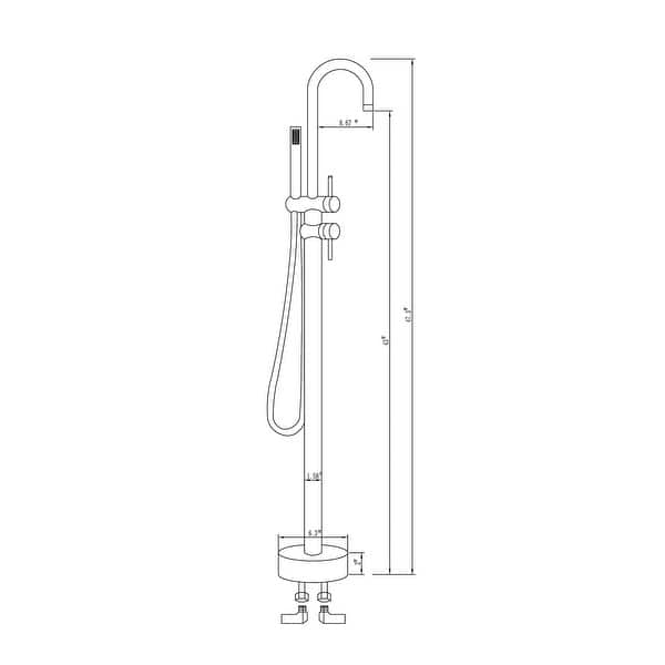 dimension image slide 2 of 5, Freestanding Double Handle Clawfoot Tub Faucet - 8" x 47"