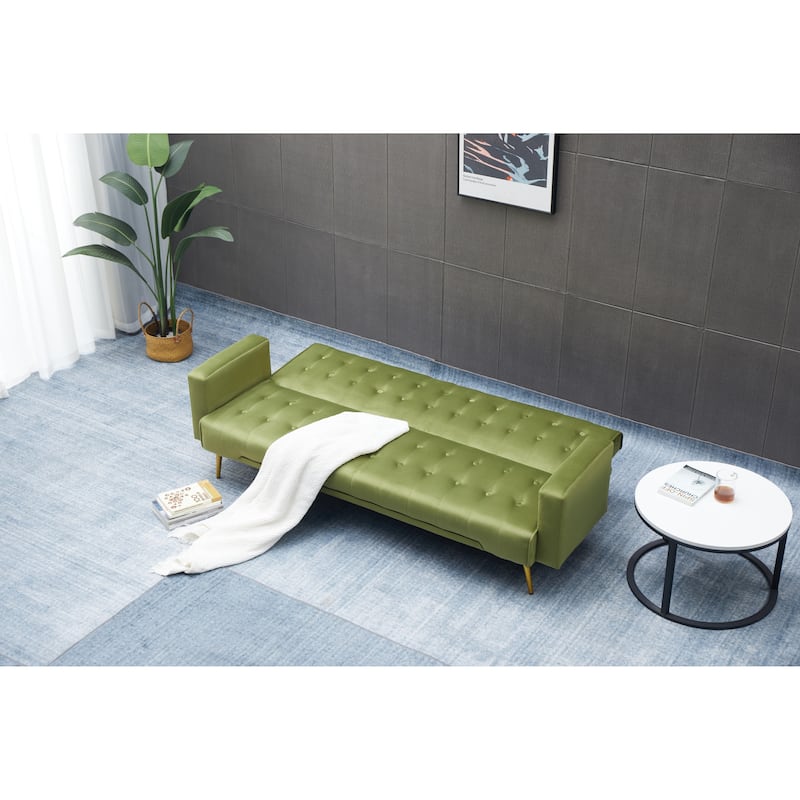 Army Green Solid Wood+MDF Sofa Bed, 75x32x29 inches