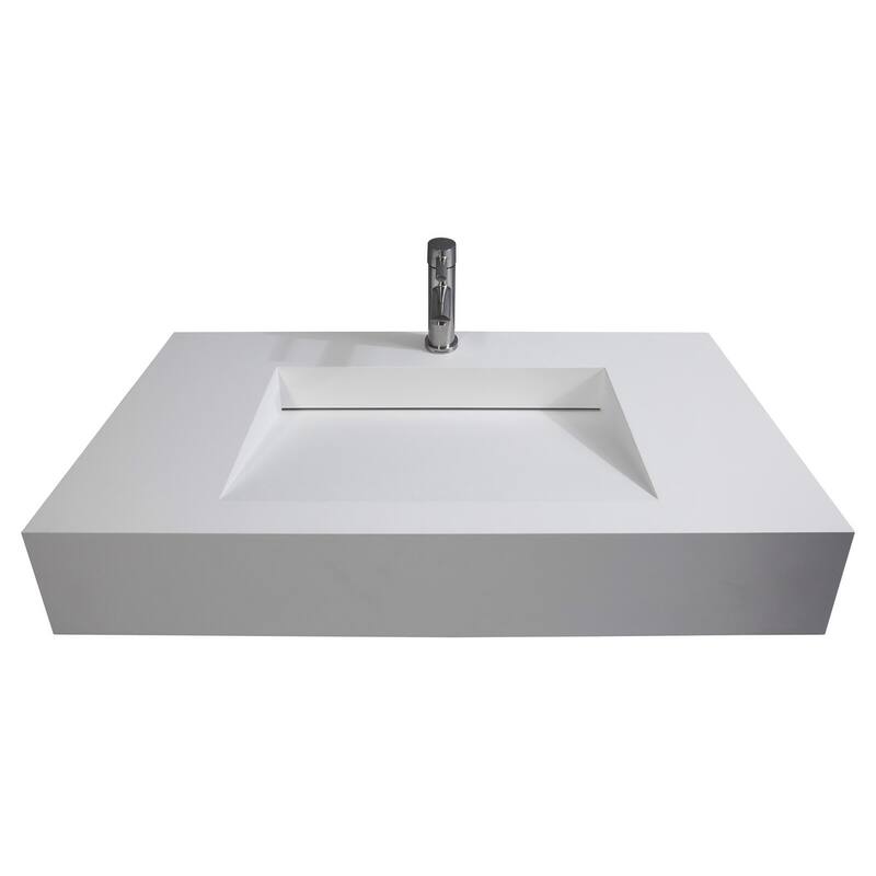 Audrey 36" - 72" Solid Surface Bathroom Vanity Top - 48" - White