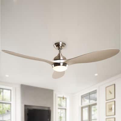 Modern 56-inch Dimmable LED 3-blade Ceiling Fan with Remote