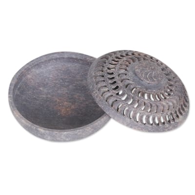 Novica Handmade Jali Illusion Soapstone Decorative Box