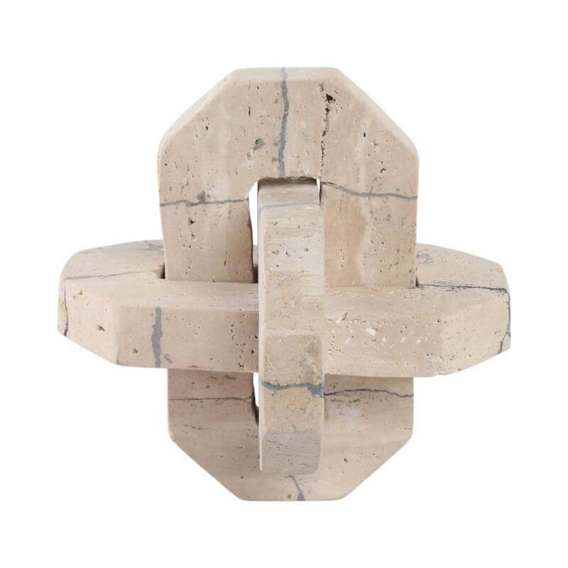 Stone Decorative Object Interlocking Geometric Sculptural Design