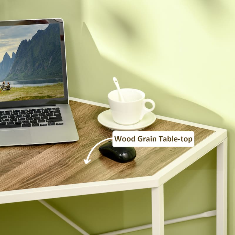 HOMCOM Corner Computer Desk with Steel Frame for Small Spaces, Writing Desk for Workstation