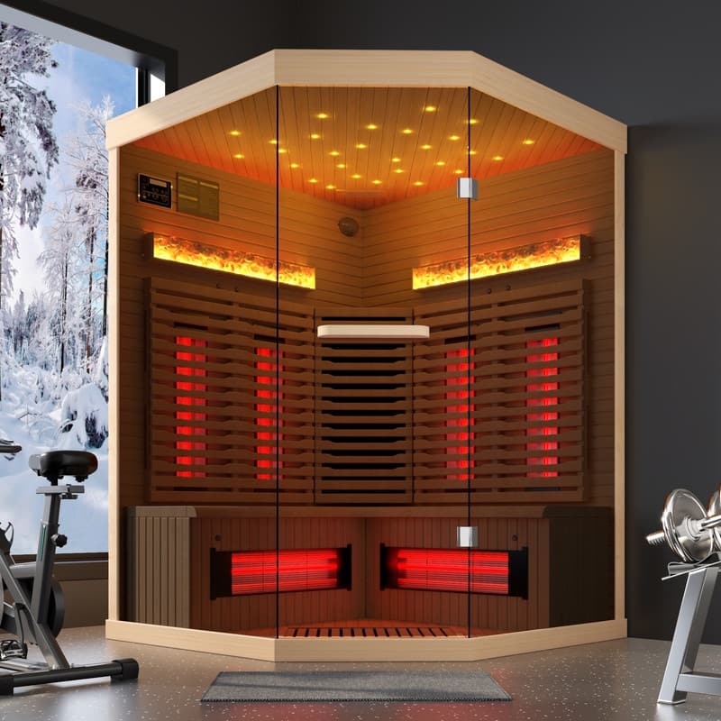 Infrared Sauna up to 4 Person with 15 Minutes Warm-up Heater Tube & Carbon Plate - L Shape - Indoor