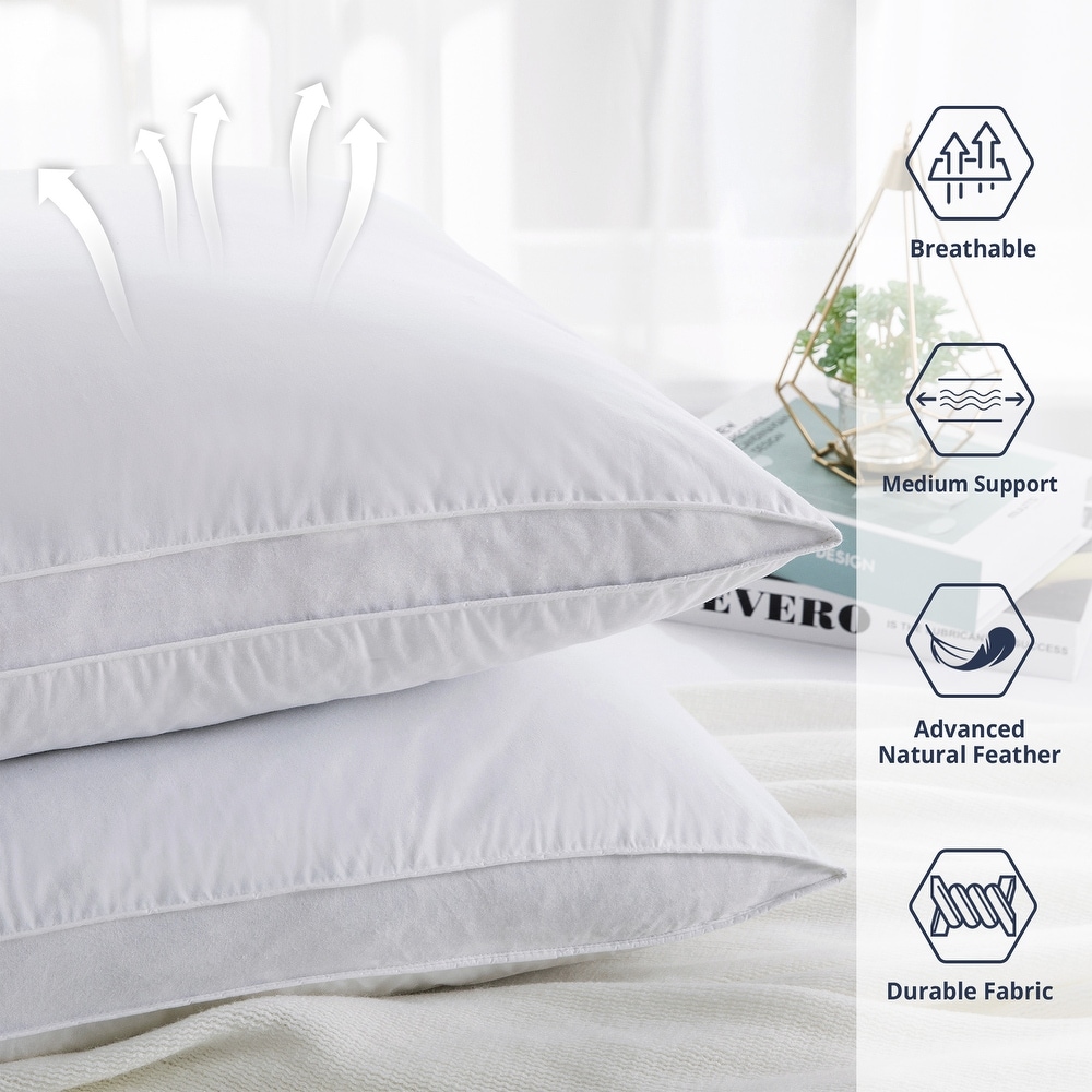 Hyper Down™ Medium Down Blend Standard Size Pillows with Protector; Set of  Two - Bed Bath & Beyond - 11138462