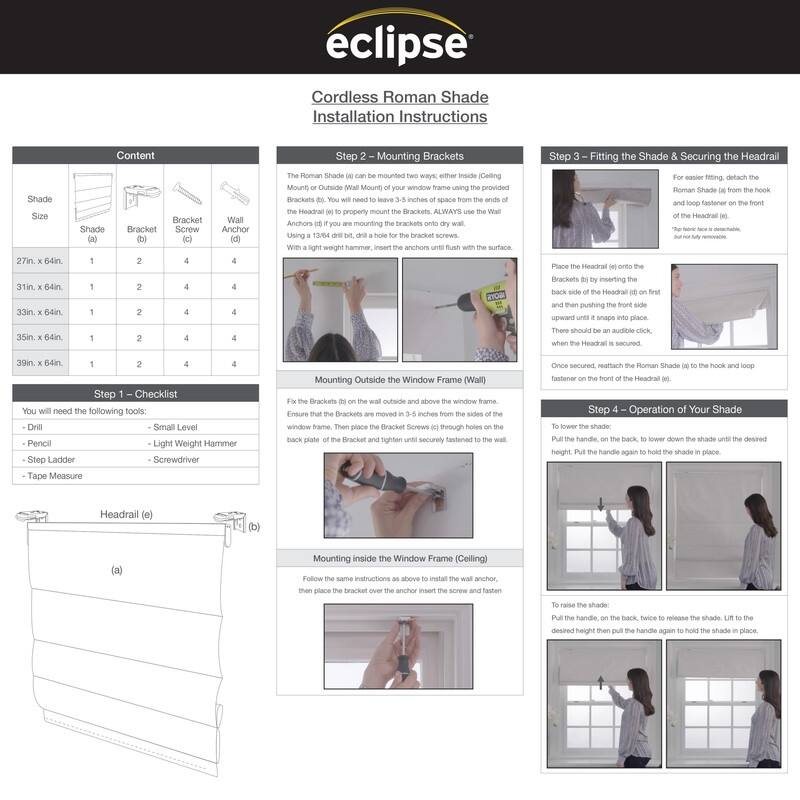 Eclipse Darien Ogee 100% Total Blackout Cordless Roman Shade