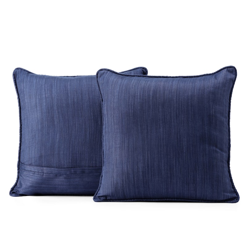 Exclusive Fabrics Faux Designer Shantung Faux Silk Cushion Cover (Set of 2) - 18 X 18 - Prussian Blue
