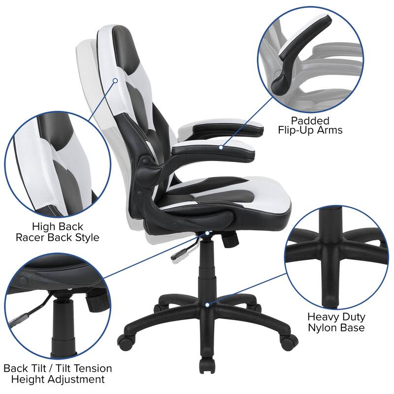 Gaming Desk & Chair Set with Cup Holder, Headphone Hook, and Monitor Stand