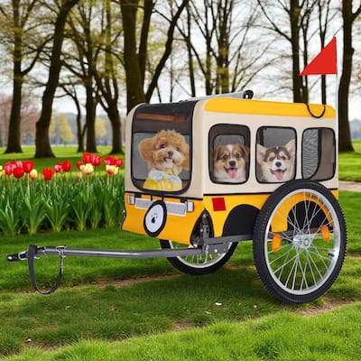 Large Folding Dog Bike Trailer - Heavy Duty Steel Frame Pet Bicycle Carrier with 20-Inch Wheels, 88LB Capacity