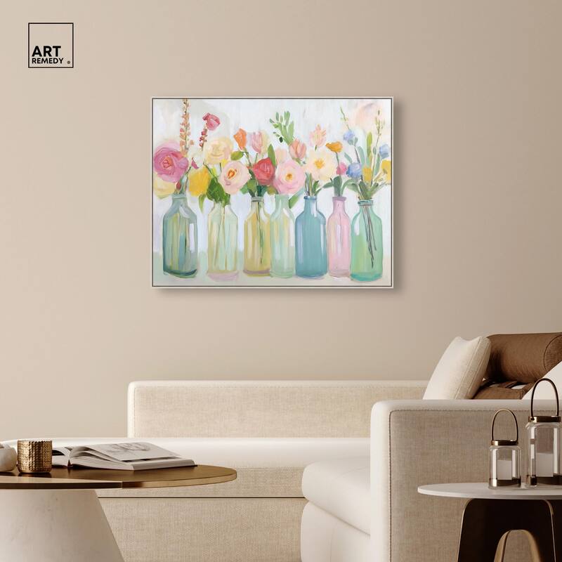 Bottled Blooms Canvas by Art Remedy