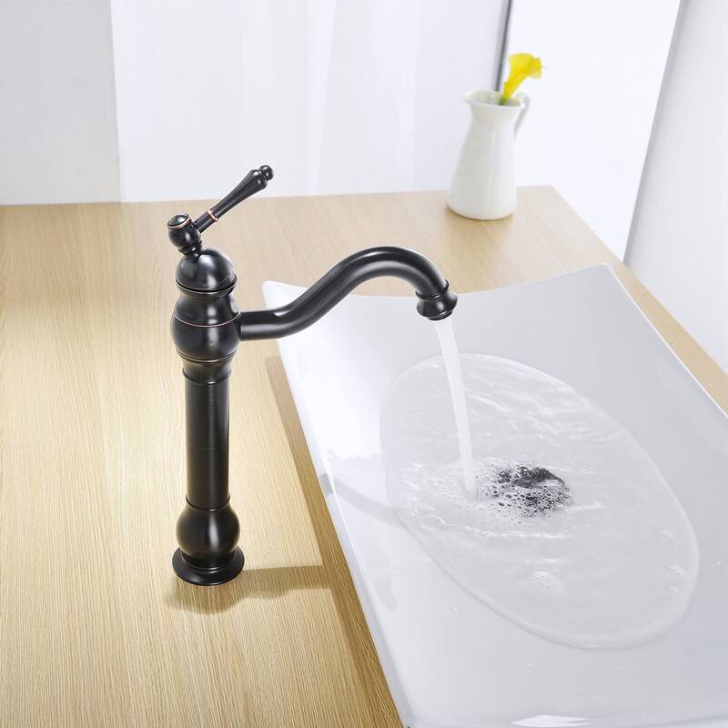 Single Hole Lever Vessel Sink Bathroom Faucet with Drain Assembly
