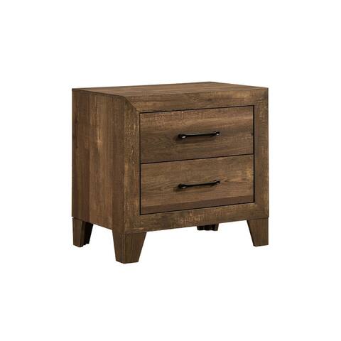 Wooden 2 Drawers Nightstand in Light Walnut