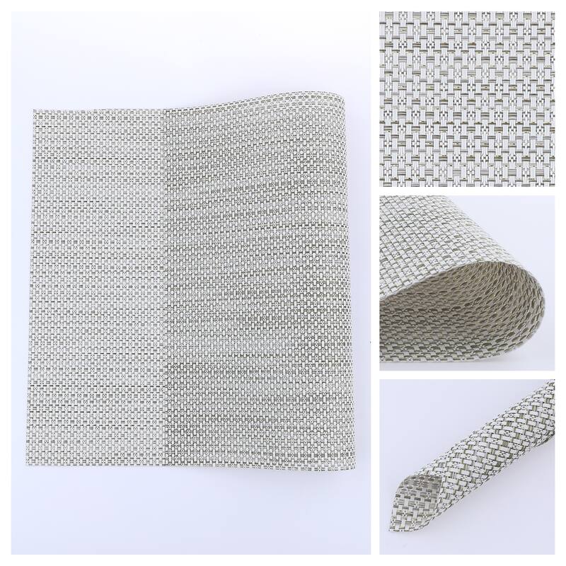 Placemats Set of 6 PVC Solid Placemats for Dining Table Decor Indoor Outdoor Kitchen Table Mat - 18*12in - Beige