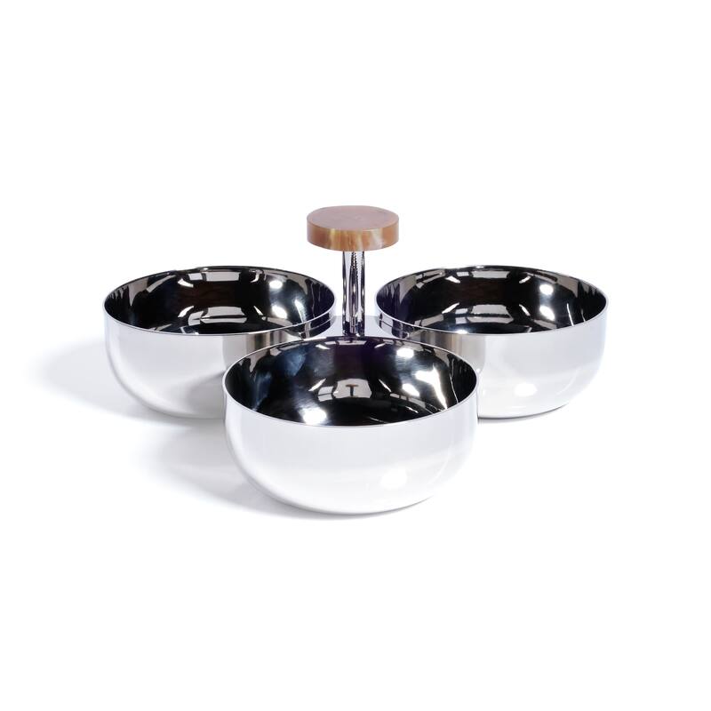 Spiga Stainless Steel Condiment Set - Nickel w/ Amber Accent