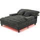 preview thumbnail 41 of 57, 57-In Chenille Upholstered Chaise Lounge with Adjustable Backrest & LED Light Strip