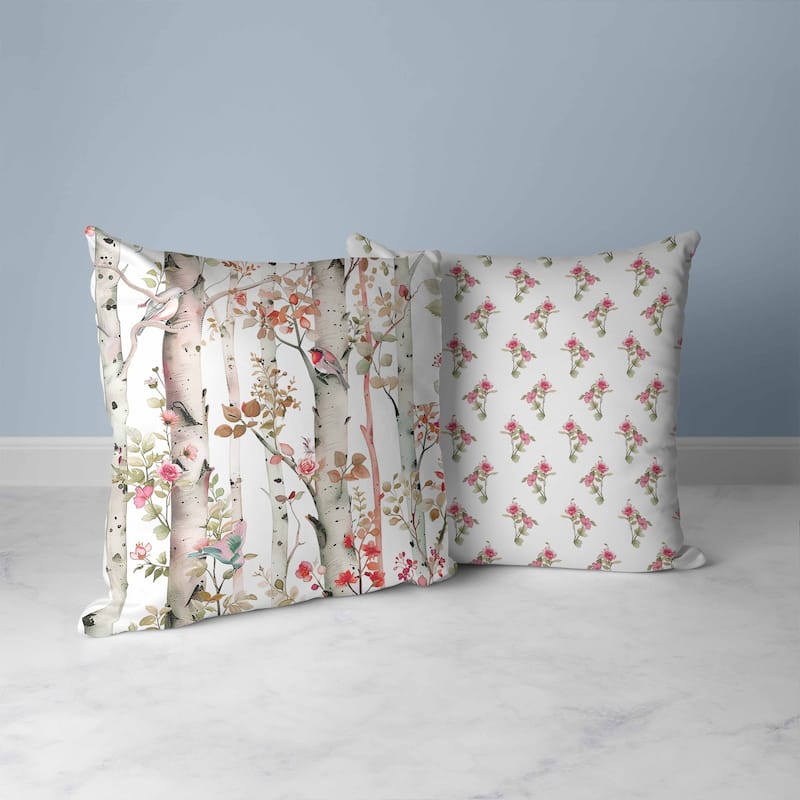Whispering Woods Faux Suede Reversible Throw Pillow Pink and Green