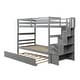 preview thumbnail 7 of 24, Twin over Twin Bunk Beds With Twin Trundle and Stairway Storage Function