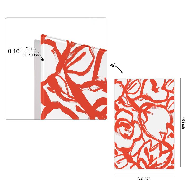 Empire Art Direct Scarlet Blooms I Floral Printed Tempered Glass Wall Art