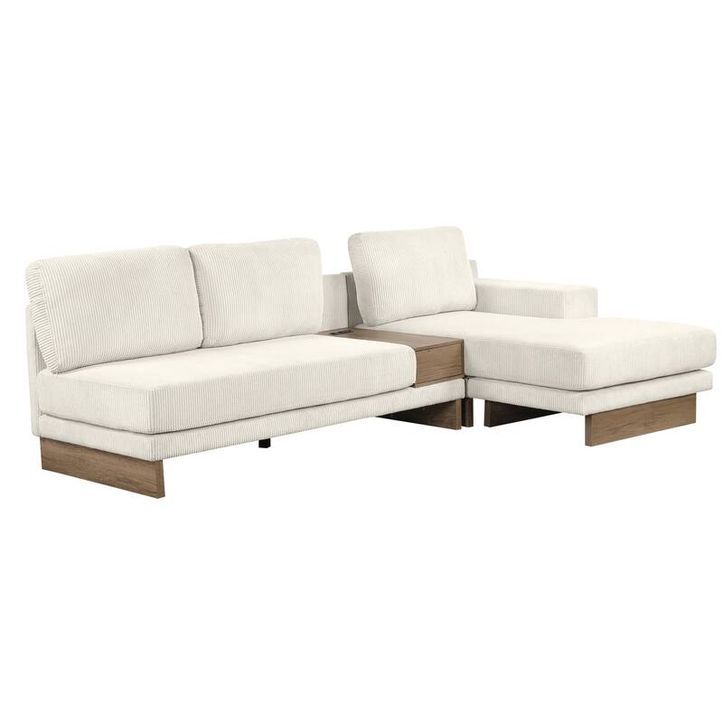 L-shaped Sofa Sectional Sofa with Two USB Ports and Two Power Sockets, a Storage Drawer and a Reversible Chaise Lounge