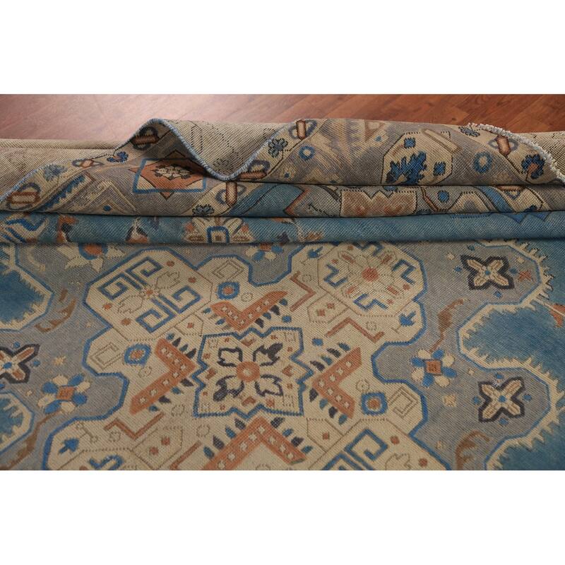 Traditional Blue Tabriz Persian Area Rug Hand-Knotted Wool Carpet - 9'4"x 12'5"