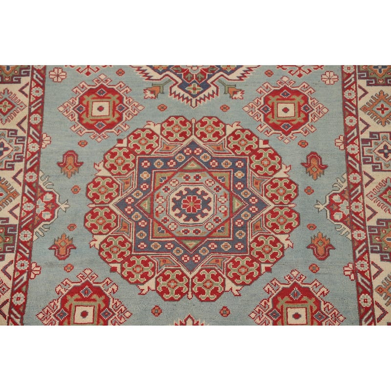 Blue Kazak Oriental Area Rug Handmade Wool Carpet - 4'10" x 6'6"