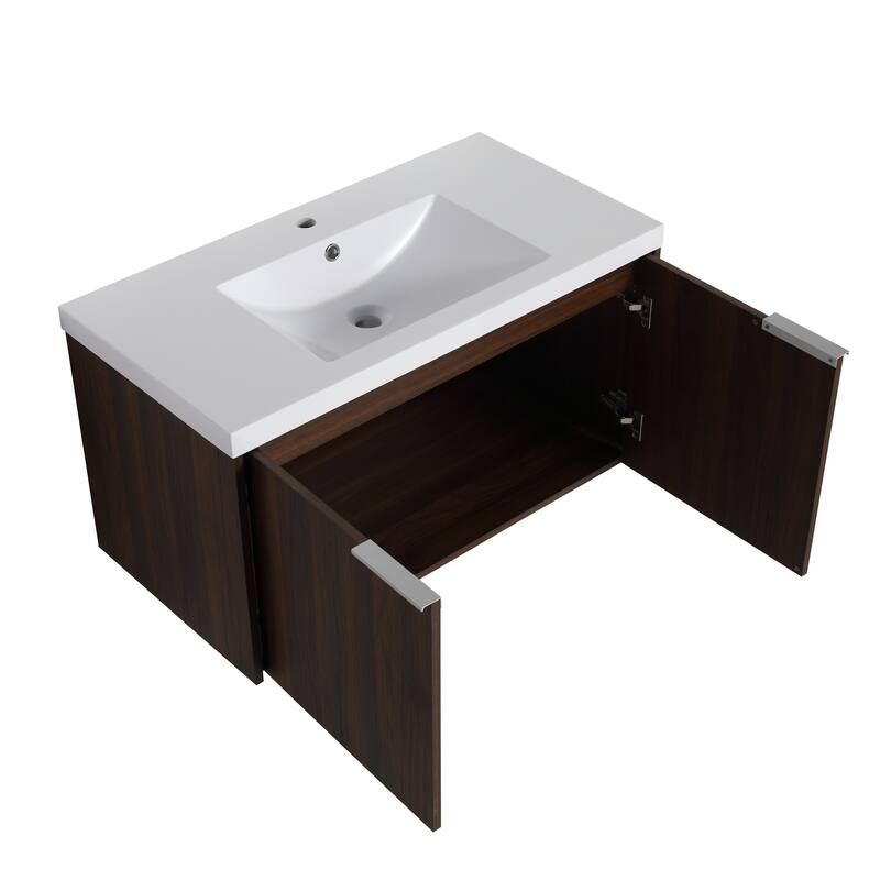 60 Inch Bathroom Vanity with Soft Close Doors, Resin Sink, Ample Storage and Matching Small Shelves (KD Packing)