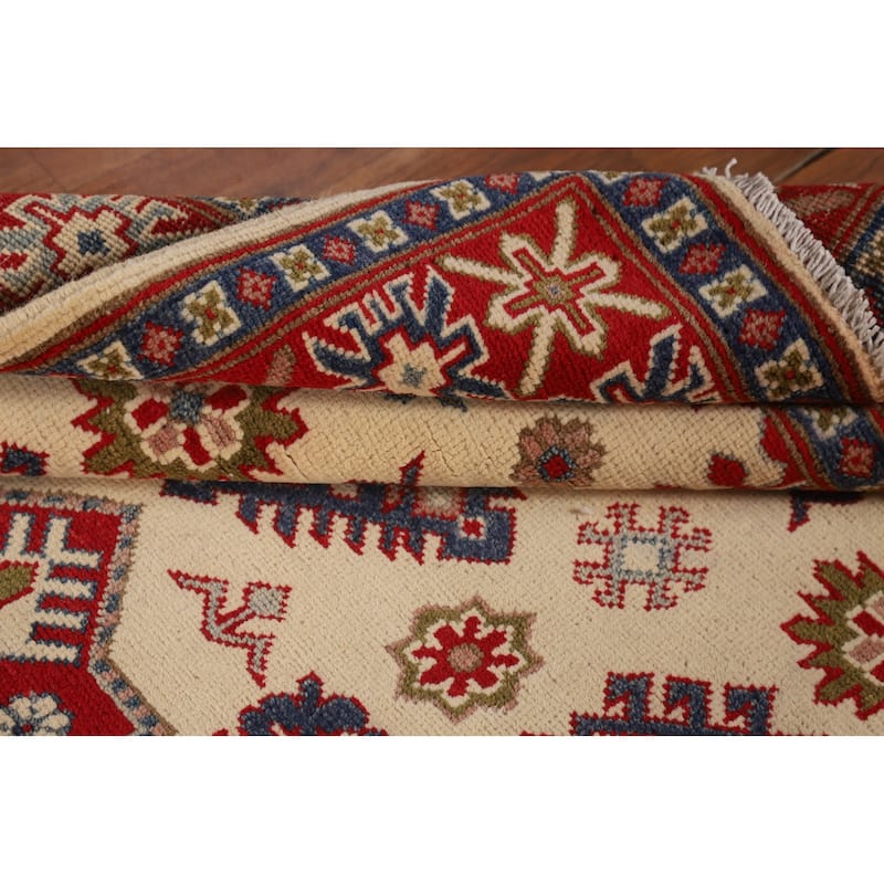 Ivory Kazak Accent Rug Hand-Knotted Wool Carpet - 4'1" x 6'4"