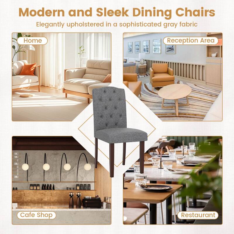 Costway Wooden Dining Chair Set of 2 with Rubber Wood Legs Padded Seat - See Details