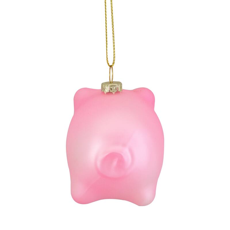 Pink Pig Glass Christmas Ornament - 4"