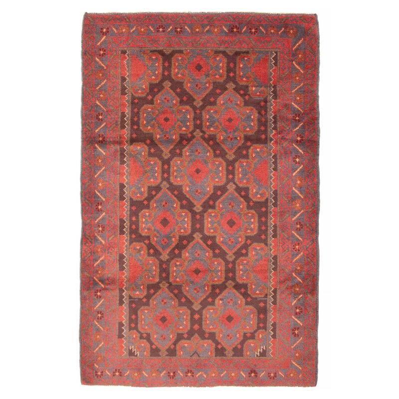 ECARPETGALLERY Hand-knotted Baluch Dark Brown Wool Rug - 4'0 x 6'4 - Dark Brown - 4'0 x 6'4