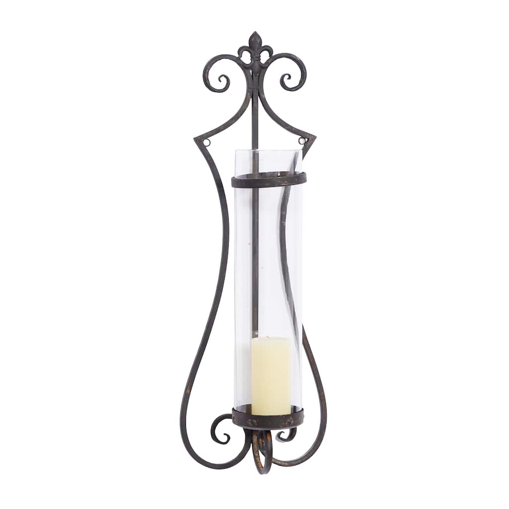 Metal Single Candle Wall Sconce - Black - Roche River Decor