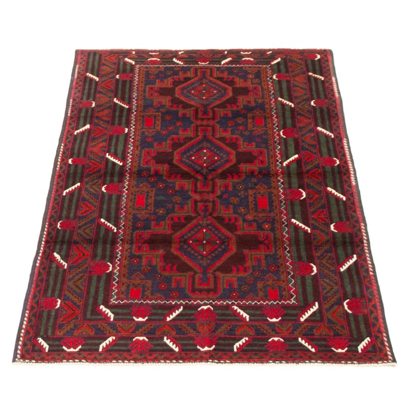 Teimani Red Rug 3'7" x 6'2" - 3'7 x 6'2