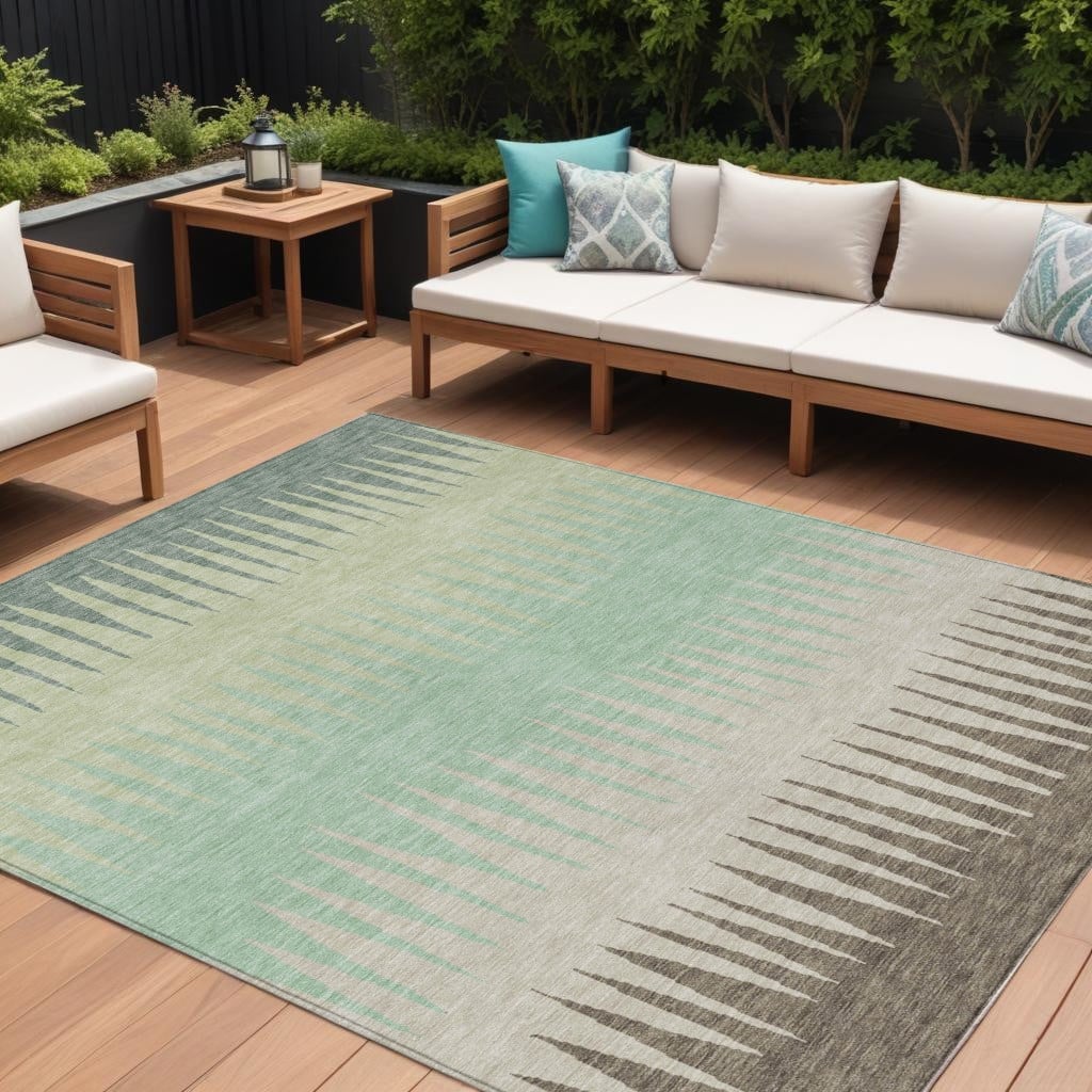 HomeRoots Striped Transitional Rectangle Outdoor Rug