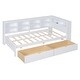 preview thumbnail 32 of 43, USB Ports on L-Shape Storage Headboard Bed Frame, Wooden DayBed Sofa Bed, Wooden Slat Platform Bed with 2 Drawers