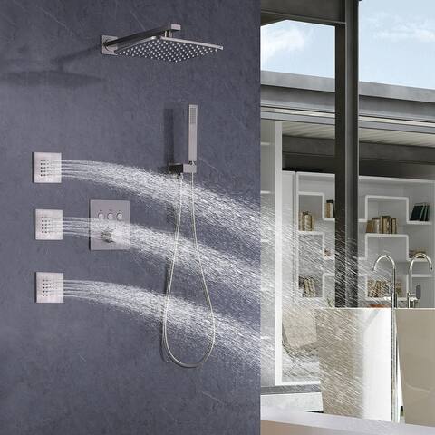 Rbrohant Thermostatic Shower Set Rainfall Handheld Shower Massage Jet