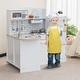 preview thumbnail 2 of 7, Gymax Kid's Corner Kitchen Playset Wooden Chef Play w/ Sink Stove