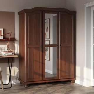 Palace Imports 100% Solid Wood Wall Closet System of Wardrobe Armoires with  Mirrored, Louvered or Raised Panel Sliding Doors - On Sale - Bed Bath &  Beyond - 20000829